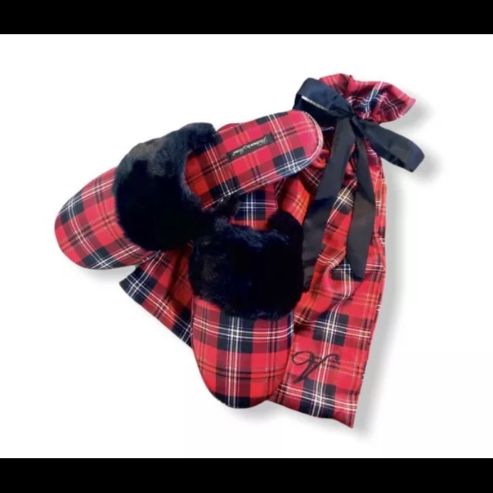 Victoria's Secret L Satin Slipper Plaid